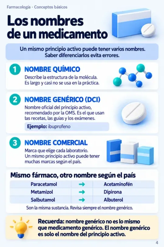 Página Los nombres de un medicamento