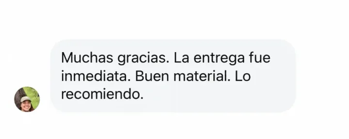 Mensaje de una alumna sobre la entrega inmediata